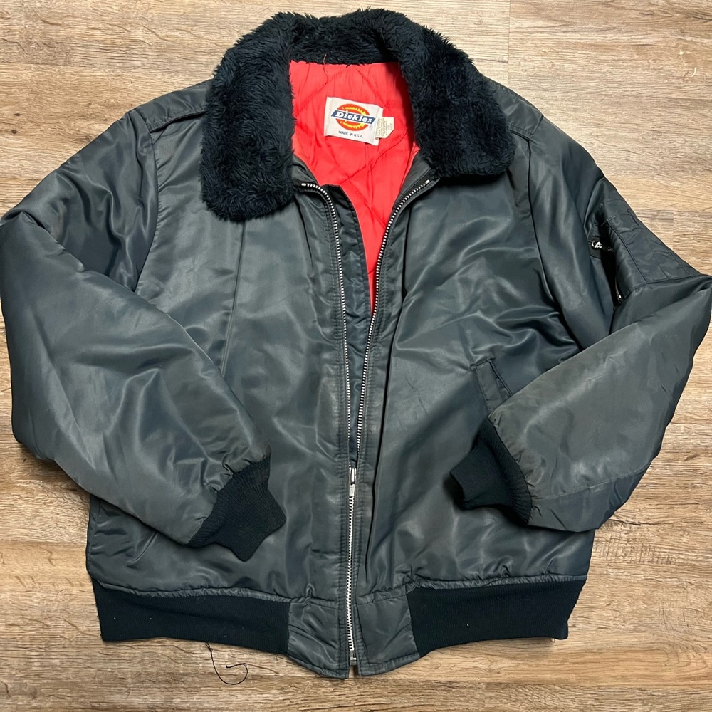Dickies Black Bomber Jacket with Red Lining